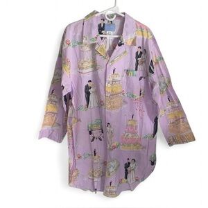 Nick & Nora purple wedding rare vintage 90 cotton pajama size L, XL sleepwear